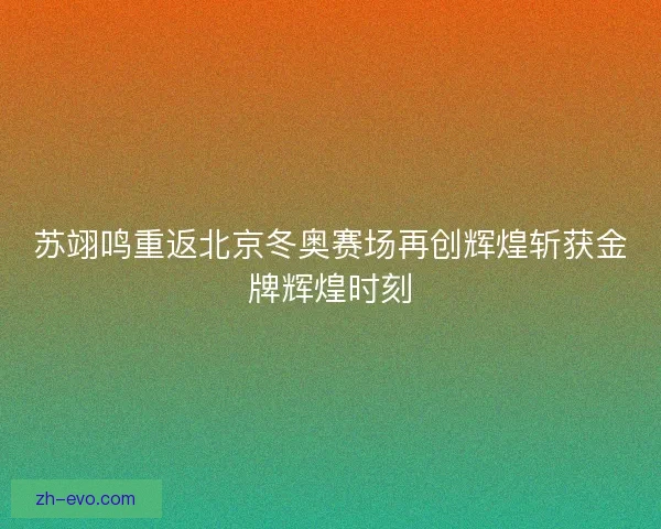 苏翊鸣重返北京冬奥赛场再创辉煌斩获金牌辉煌时刻